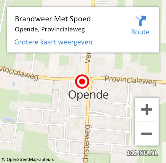 Locatie op kaart van de 112 melding: Brandweer Met Spoed Naar Opende, Provincialeweg op 10 juli 2016 20:06