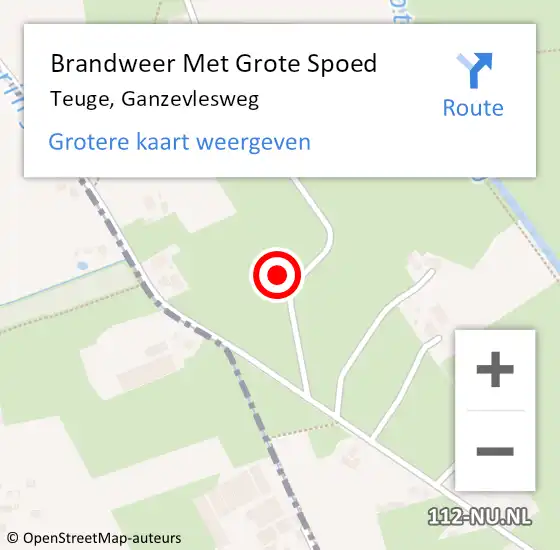 Locatie op kaart van de 112 melding: Brandweer Met Grote Spoed Naar Teuge, Ganzevlesweg op 10 juli 2016 20:56