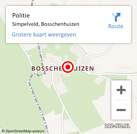 Locatie op kaart van de 112 melding: Politie Simpelveld, Bosschenhuizen op 10 juli 2016 21:02