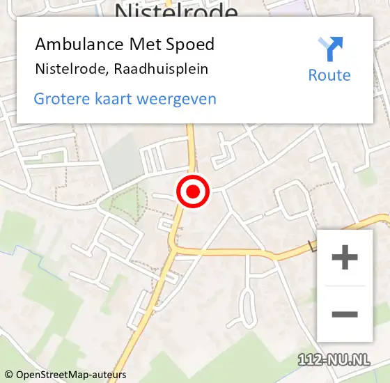 Locatie op kaart van de 112 melding: Ambulance Met Spoed Naar Nistelrode, Raadhuisplein op 10 juli 2016 21:14