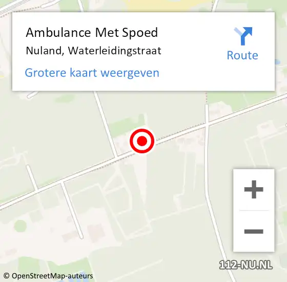 Locatie op kaart van de 112 melding: Ambulance Met Spoed Naar Nuland, Waterleidingstraat op 10 juli 2016 22:57