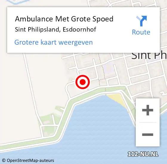 Locatie op kaart van de 112 melding: Ambulance Met Grote Spoed Naar Sint Philipsland, Esdoornhof op 10 juli 2016 22:59