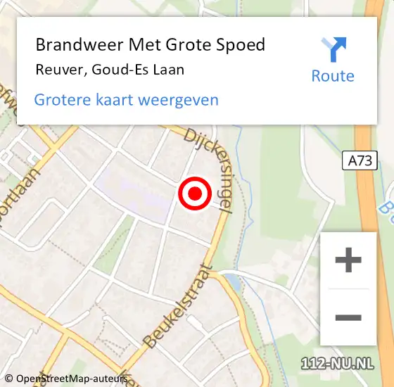 Locatie op kaart van de 112 melding: Brandweer Met Grote Spoed Naar Reuver, Goud-Es Laan op 10 juli 2016 23:15