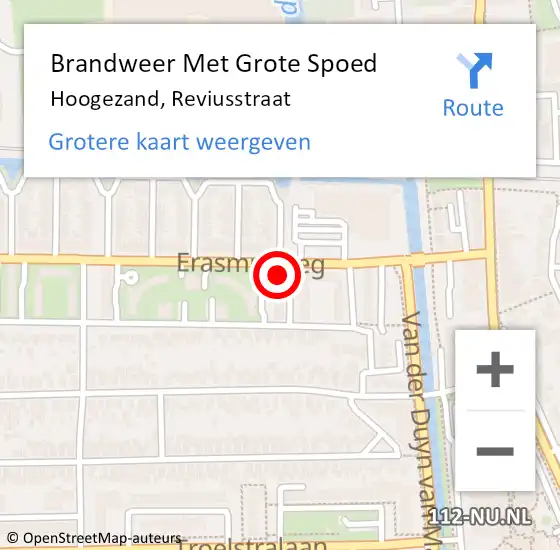 Locatie op kaart van de 112 melding: Brandweer Met Grote Spoed Naar Hoogezand, Reviusstraat op 10 juli 2016 23:21