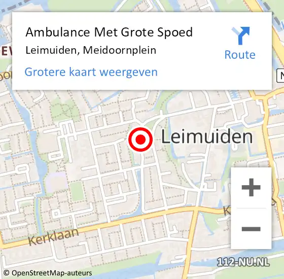 Locatie op kaart van de 112 melding: Ambulance Met Grote Spoed Naar Leimuiden, Meidoornplein op 10 juli 2016 23:33