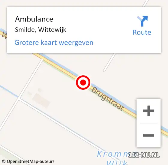 Locatie op kaart van de 112 melding: Ambulance Smilde, Wittewijk op 20 december 2013 18:27