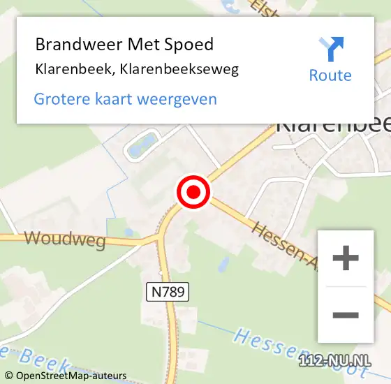 Locatie op kaart van de 112 melding: Brandweer Met Spoed Naar Klarenbeek, Klarenbeekseweg op 11 juli 2016 00:11