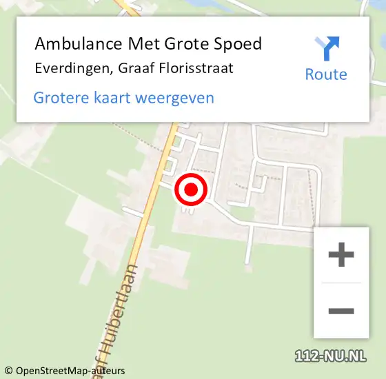 Locatie op kaart van de 112 melding: Ambulance Met Grote Spoed Naar Everdingen, Graaf Florisstraat op 11 juli 2016 00:43