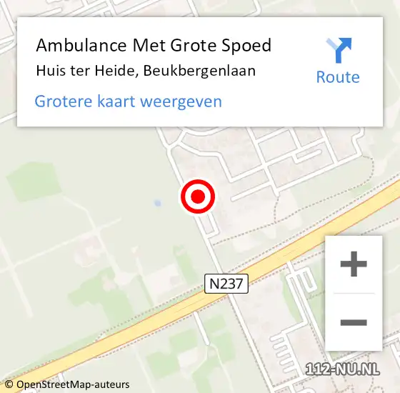Locatie op kaart van de 112 melding: Ambulance Met Grote Spoed Naar Huis ter Heide, Beukbergenlaan op 11 juli 2016 01:36