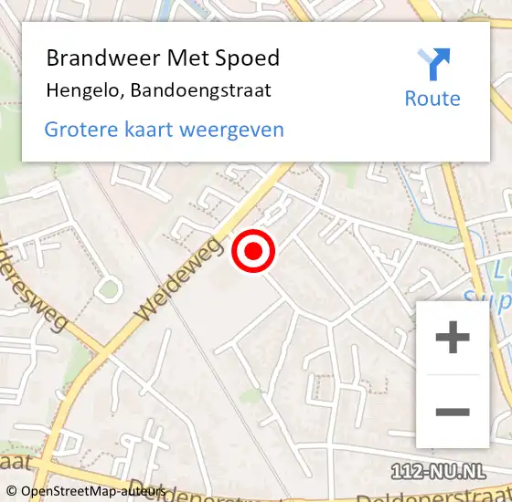 Locatie op kaart van de 112 melding: Brandweer Met Spoed Naar Hengelo, Bandoengstraat op 11 juli 2016 01:47