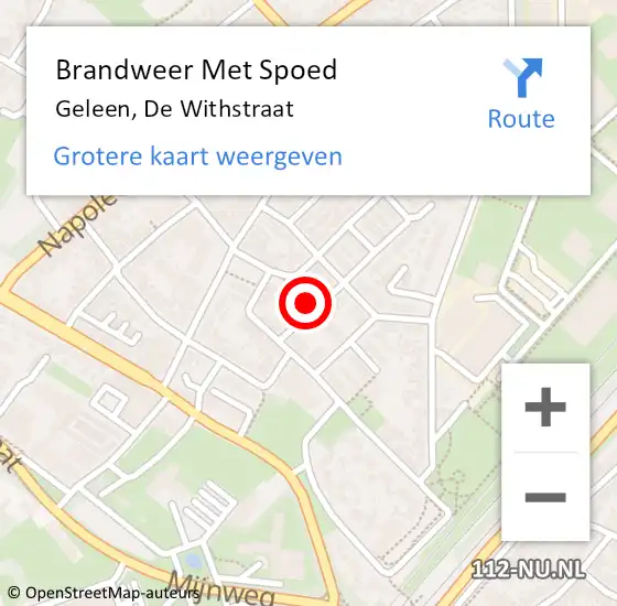 Locatie op kaart van de 112 melding: Brandweer Met Spoed Naar Geleen, De Withstraat op 11 juli 2016 02:31