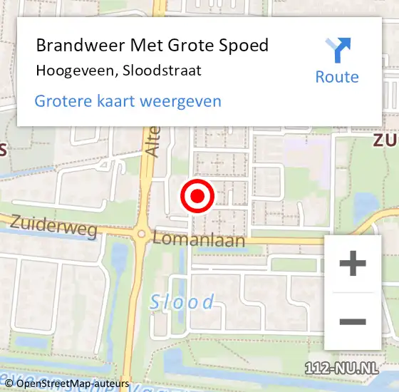 Locatie op kaart van de 112 melding: Brandweer Met Grote Spoed Naar Hoogeveen, Sloodstraat op 20 december 2013 18:34