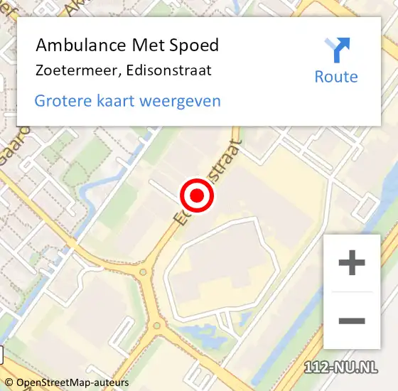 Locatie op kaart van de 112 melding: Ambulance Met Spoed Naar Zoetermeer, Edisonstraat op 11 juli 2016 04:43