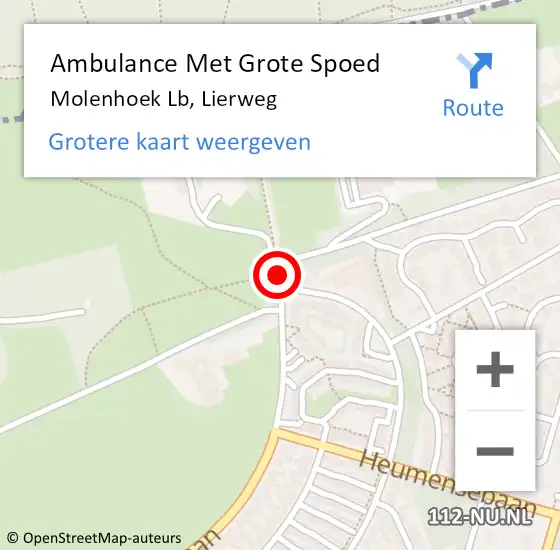 Locatie op kaart van de 112 melding: Ambulance Met Grote Spoed Naar Molenhoek Lb, Lierweg op 20 december 2013 18:45