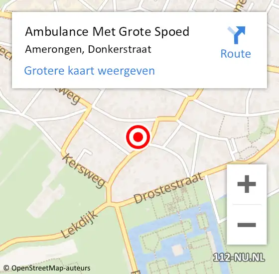 Locatie op kaart van de 112 melding: Ambulance Met Grote Spoed Naar Amerongen, Donkerstraat op 11 juli 2016 08:00