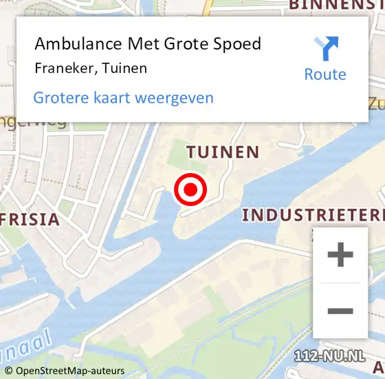 Locatie op kaart van de 112 melding: Ambulance Met Grote Spoed Naar Franeker, Tuinen op 11 juli 2016 08:18