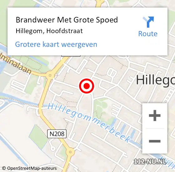 Locatie op kaart van de 112 melding: Brandweer Met Grote Spoed Naar Hillegom, Hoofdstraat op 11 juli 2016 09:05