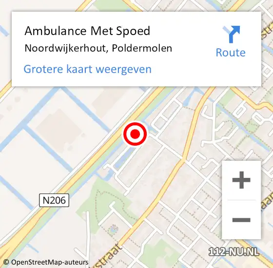 Locatie op kaart van de 112 melding: Ambulance Met Spoed Naar Noordwijkerhout, Poldermolen op 11 juli 2016 09:09