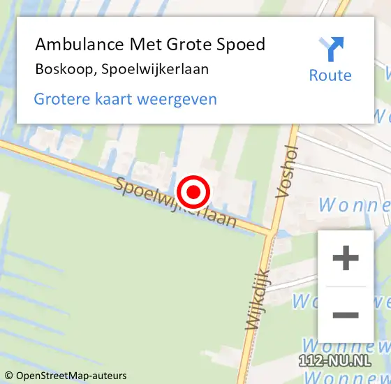 Locatie op kaart van de 112 melding: Ambulance Met Grote Spoed Naar Boskoop, Spoelwijkerlaan op 11 juli 2016 09:12