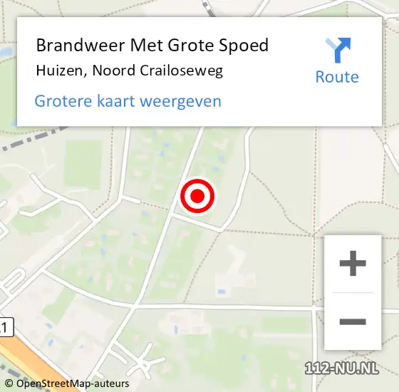 Locatie op kaart van de 112 melding: Brandweer Met Grote Spoed Naar Huizen, Noord Crailoseweg op 11 juli 2016 09:23