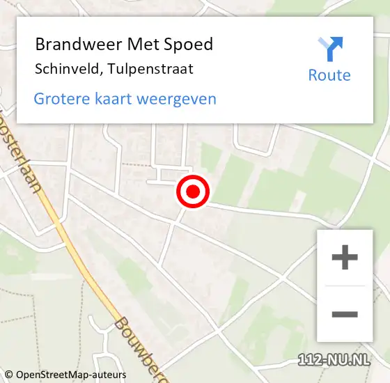 Locatie op kaart van de 112 melding: Brandweer Met Spoed Naar Schinveld, Tulpenstraat op 11 juli 2016 10:15