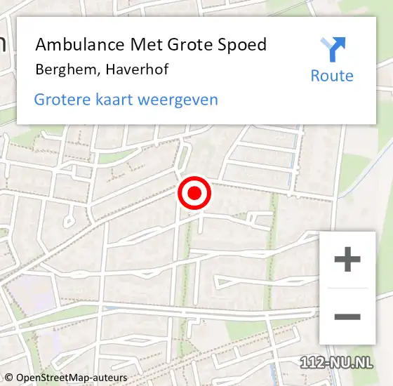 Locatie op kaart van de 112 melding: Ambulance Met Grote Spoed Naar Berghem, Haverhof op 11 juli 2016 10:33