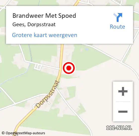 Locatie op kaart van de 112 melding: Brandweer Met Spoed Naar Gees, Dorpsstraat op 20 december 2013 19:09