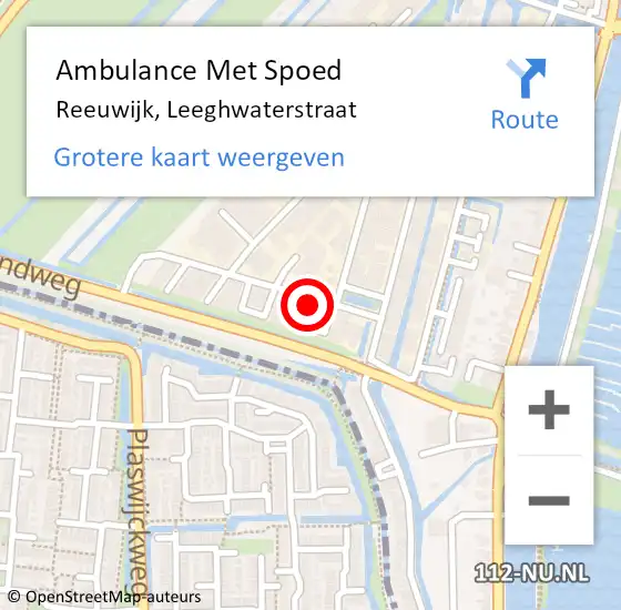 Locatie op kaart van de 112 melding: Ambulance Met Spoed Naar Reeuwijk, Leeghwaterstraat op 11 juli 2016 10:43