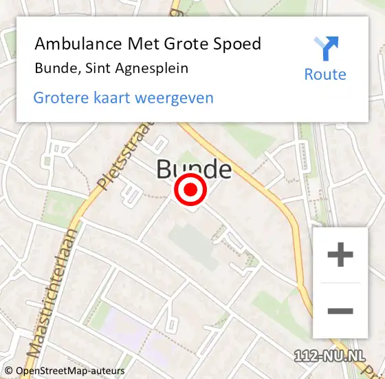 Locatie op kaart van de 112 melding: Ambulance Met Grote Spoed Naar Bunde, Sint Agnesplein op 20 december 2013 19:15