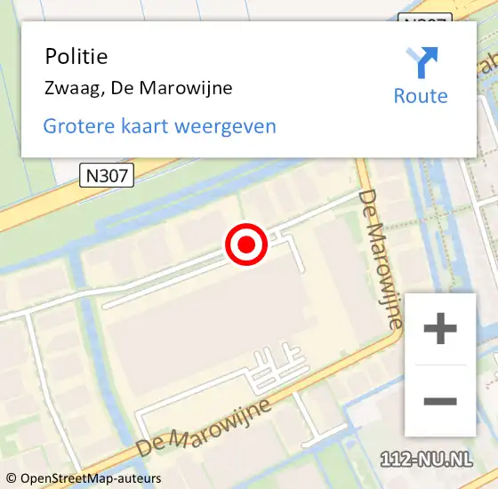 Locatie op kaart van de 112 melding: Politie Zwaag, De Marowijne op 11 juli 2016 11:37