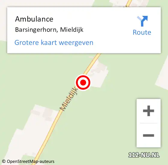 Locatie op kaart van de 112 melding: Ambulance Barsingerhorn, Mieldijk op 11 juli 2016 12:13