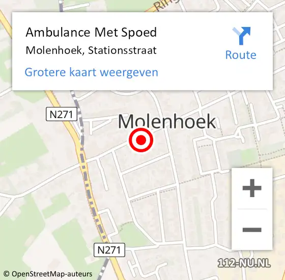 Locatie op kaart van de 112 melding: Ambulance Met Spoed Naar Molenhoek, Stationsstraat op 11 juli 2016 12:24