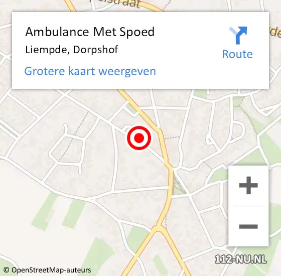 Locatie op kaart van de 112 melding: Ambulance Met Spoed Naar Liempde, Dorpshof op 11 juli 2016 12:27