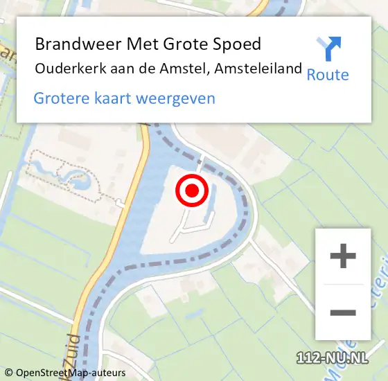 Locatie op kaart van de 112 melding: Brandweer Met Grote Spoed Naar Ouderkerk aan de Amstel, Amsteleiland op 11 juli 2016 12:32