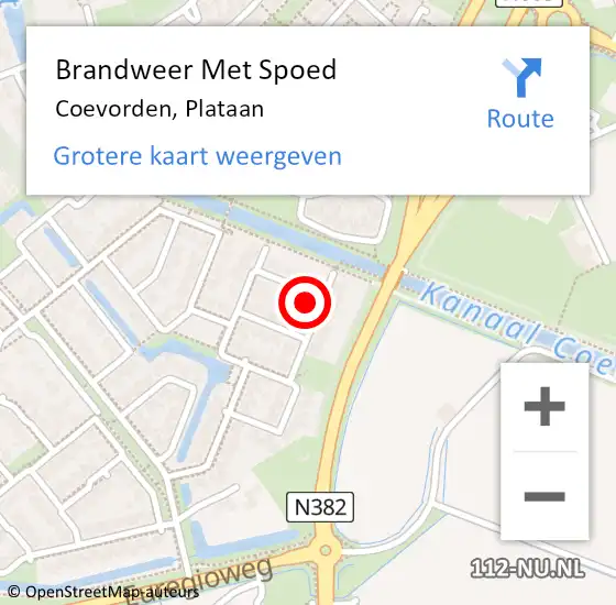 Locatie op kaart van de 112 melding: Brandweer Met Spoed Naar Coevorden, Plataan op 11 juli 2016 13:47