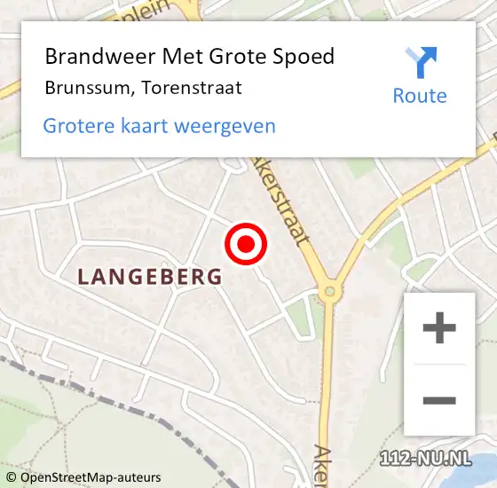 Locatie op kaart van de 112 melding: Brandweer Met Grote Spoed Naar Brunssum, Torenstraat op 11 juli 2016 14:11