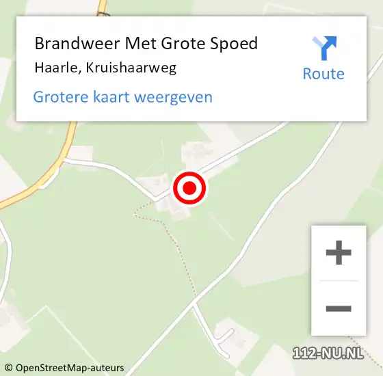 Locatie op kaart van de 112 melding: Brandweer Met Grote Spoed Naar Haarle, Kruishaarweg op 11 juli 2016 14:19