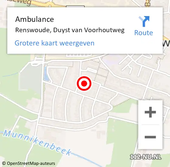 Locatie op kaart van de 112 melding: Ambulance Renswoude, Duyst van Voorhoutweg op 11 juli 2016 14:21