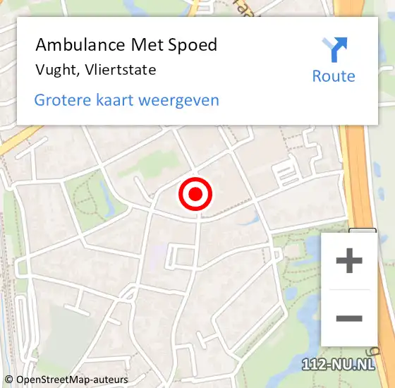 Locatie op kaart van de 112 melding: Ambulance Met Spoed Naar Vught, Vliertstate op 11 juli 2016 14:58