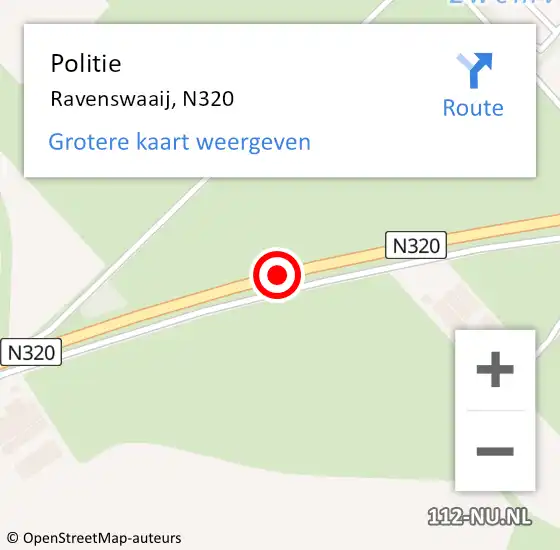 Locatie op kaart van de 112 melding: Politie Ravenswaaij, N320 op 20 december 2013 19:51