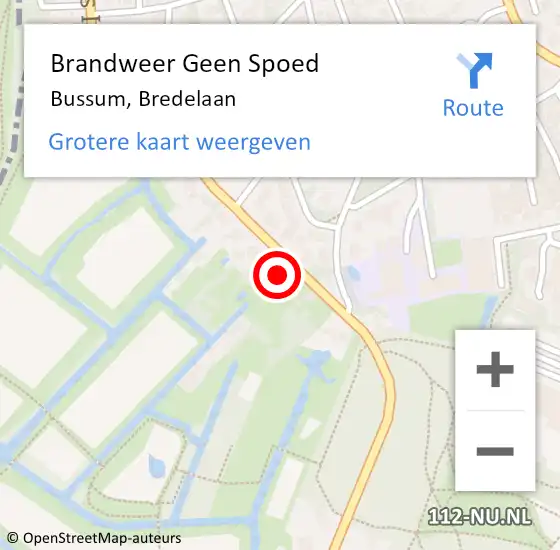 Locatie op kaart van de 112 melding: Brandweer Geen Spoed Naar Bussum, Bredelaan op 11 juli 2016 16:54