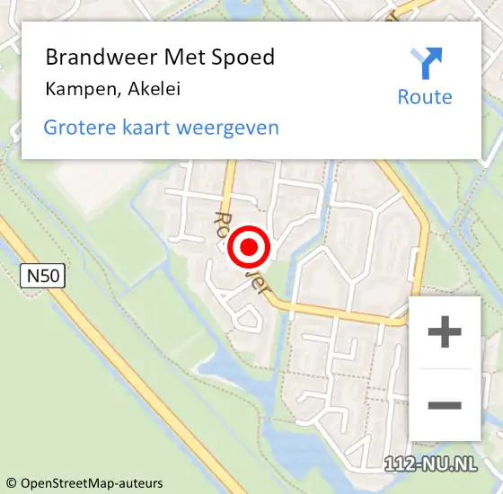 Locatie op kaart van de 112 melding: Brandweer Met Spoed Naar Kampen, Akelei op 11 juli 2016 17:06