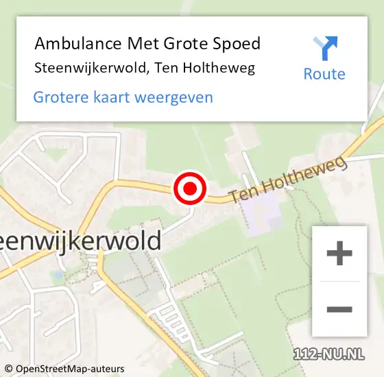 Locatie op kaart van de 112 melding: Ambulance Met Grote Spoed Naar Steenwijkerwold, Ten Holtheweg op 11 juli 2016 17:50