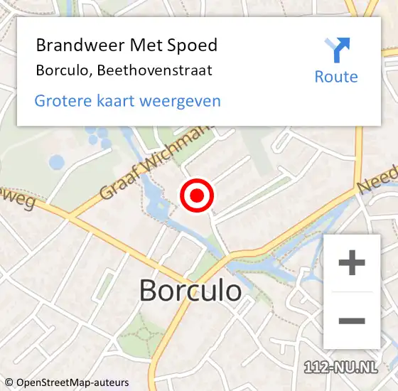 Locatie op kaart van de 112 melding: Brandweer Met Spoed Naar Borculo, Beethovenstraat op 11 juli 2016 18:15