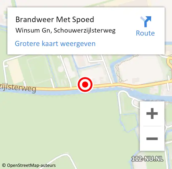 Locatie op kaart van de 112 melding: Brandweer Met Spoed Naar Winsum Gn, Schouwerzijlsterweg op 20 december 2013 20:16