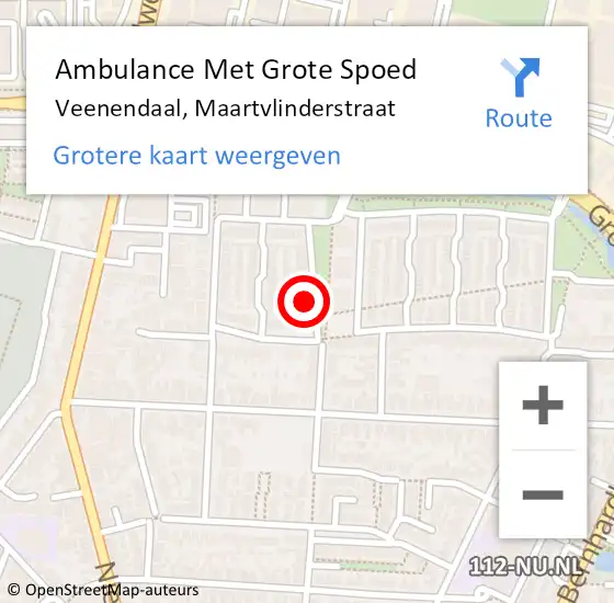 Locatie op kaart van de 112 melding: Ambulance Met Grote Spoed Naar Veenendaal, Maartvlinderstraat op 11 juli 2016 19:18