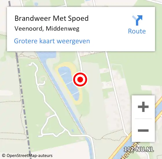 Locatie op kaart van de 112 melding: Brandweer Met Spoed Naar Veenoord, Middenweg op 11 juli 2016 21:33