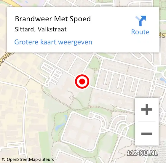 Locatie op kaart van de 112 melding: Brandweer Met Spoed Naar Sittard, Valkstraat op 11 juli 2016 21:55