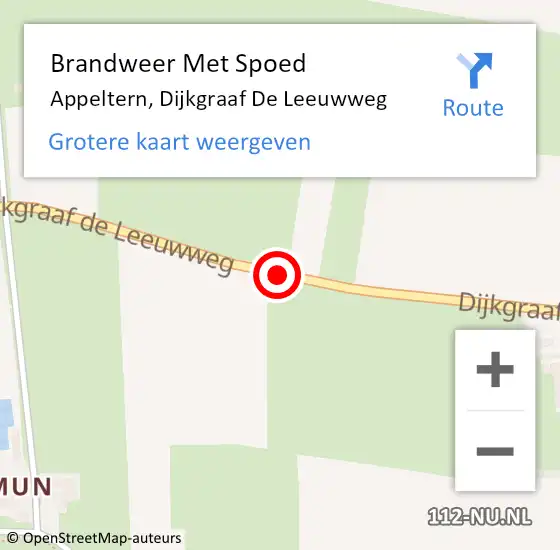 Locatie op kaart van de 112 melding: Brandweer Met Spoed Naar Appeltern, Dijkgraaf De Leeuwweg op 11 juli 2016 22:15