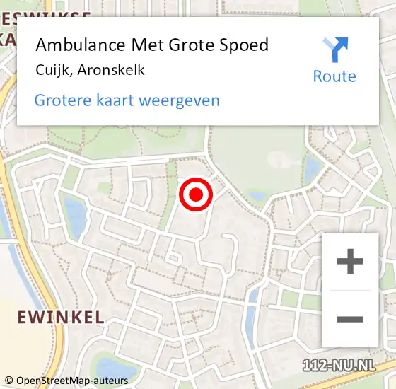 Locatie op kaart van de 112 melding: Ambulance Met Grote Spoed Naar Cuijk, Aronskelk op 11 juli 2016 22:42